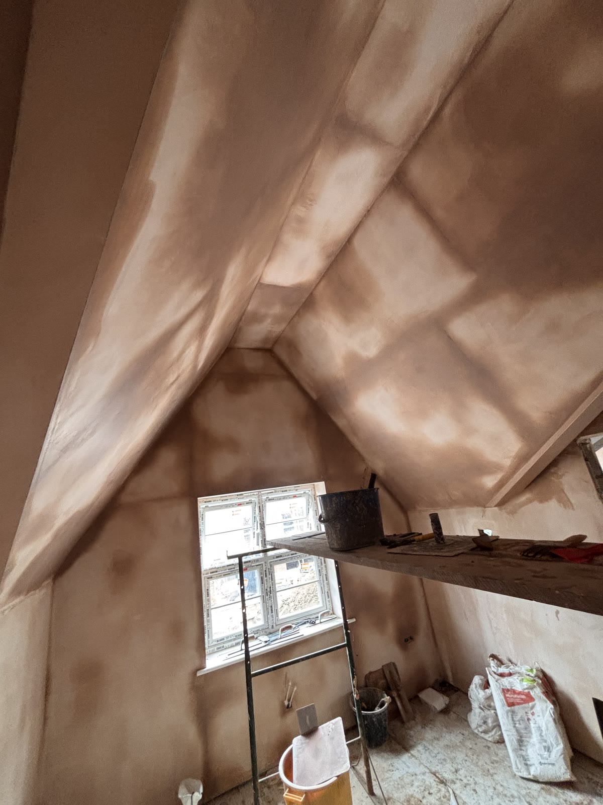 A finished skimmed dormer room ready for decoration