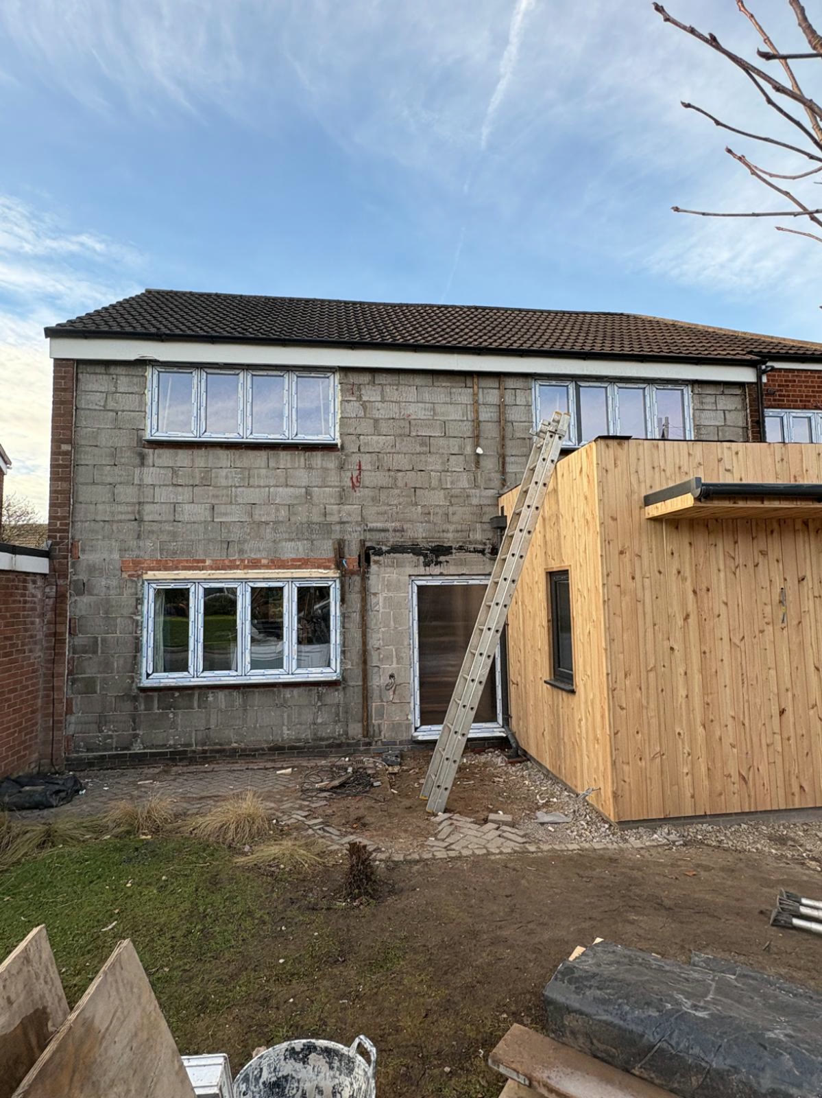 Rear elevation in bare blockwork before insulation