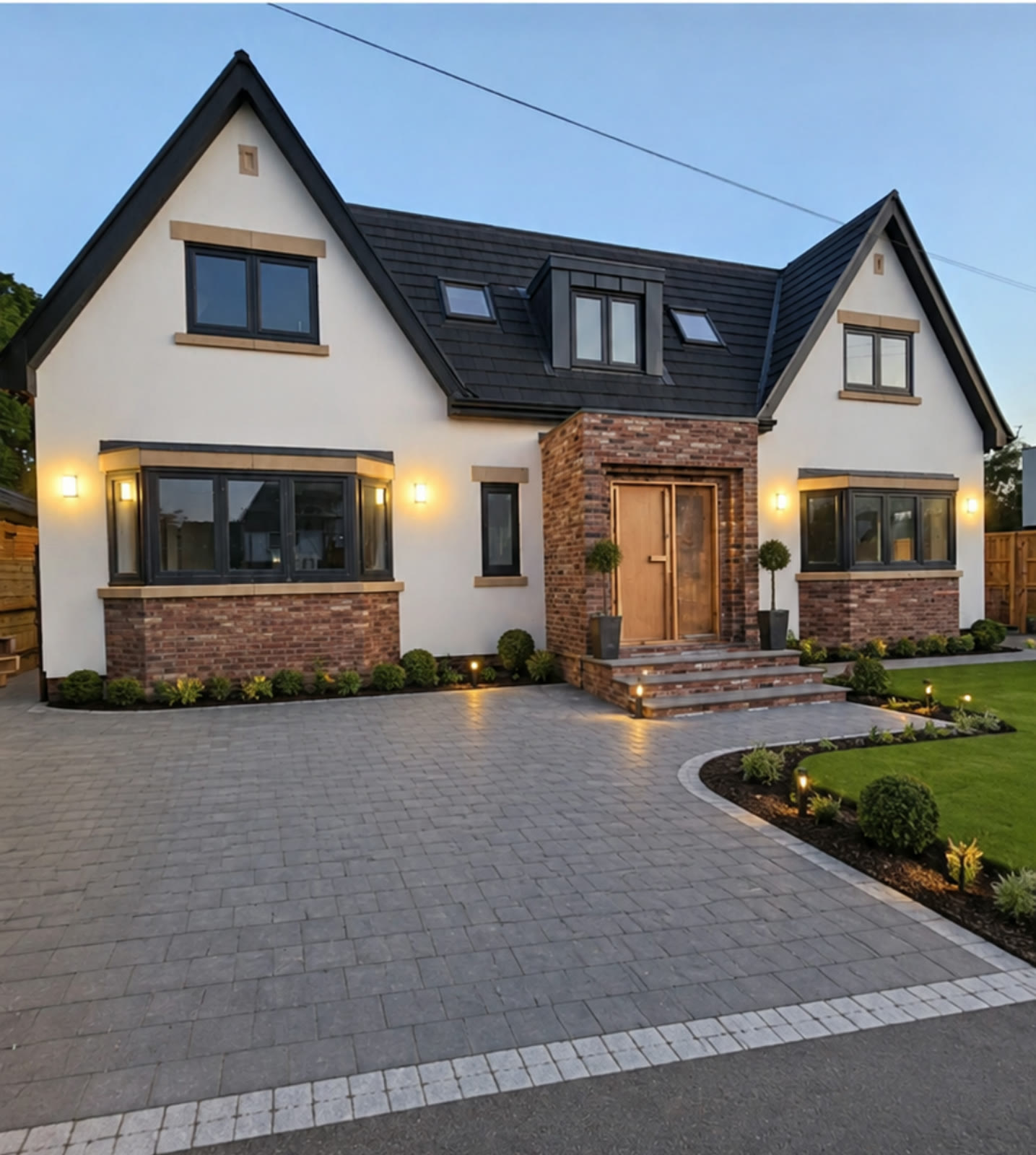 A house finished in white monocouche render by D&L Plastering & Rendering Services